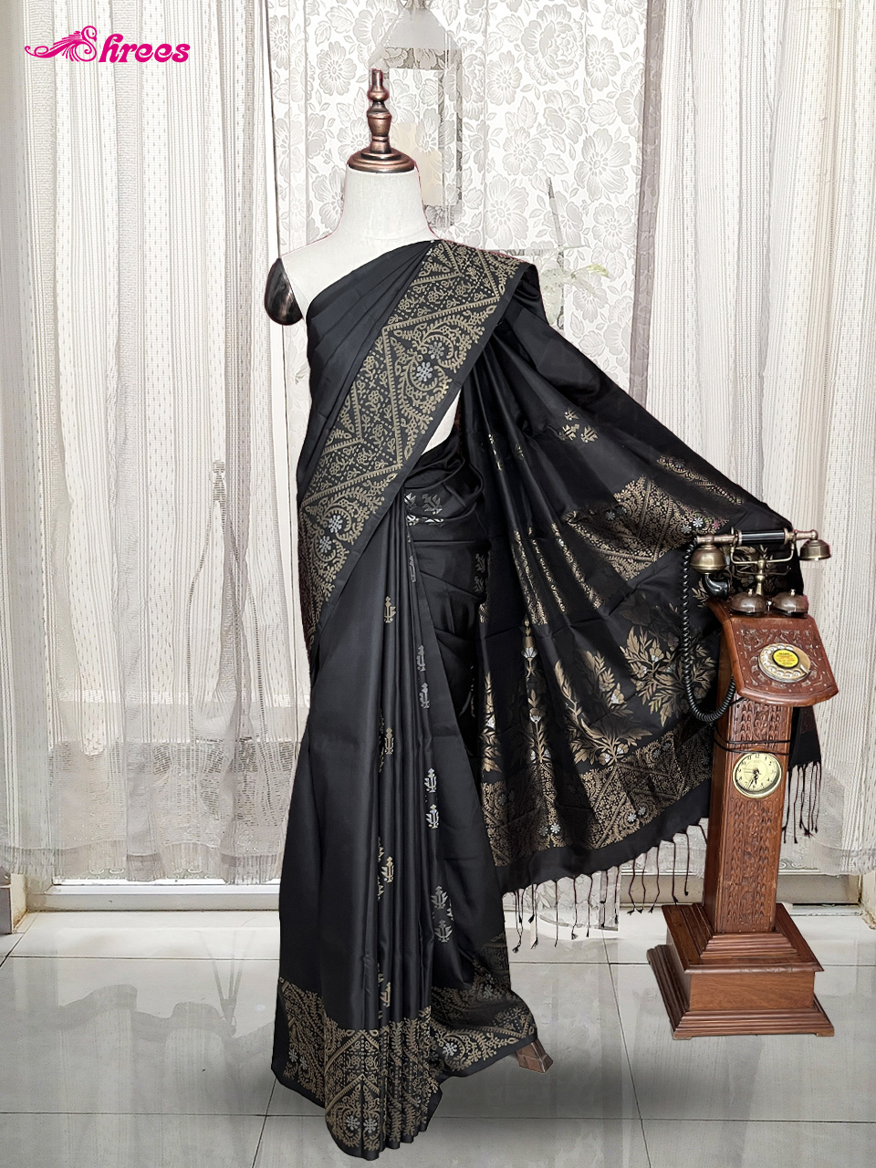 Black Pure Kanchipuram Silk Saree