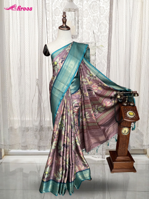 Mauve Purple Moonga Printed Silk Saree