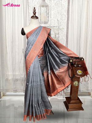 Grey Matkha Silk Saree