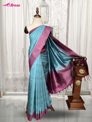Blue Matkha Silk Saree