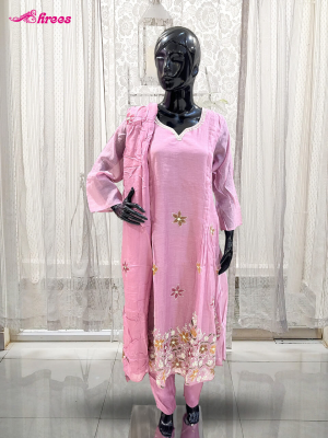 Baby Pink Silk Readymade Salwar-M