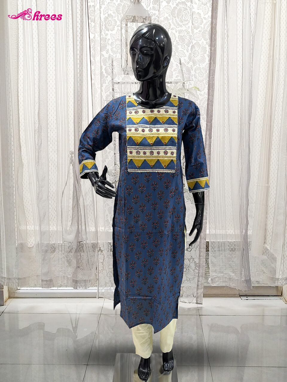 Dark Blue Cotton Kurthi