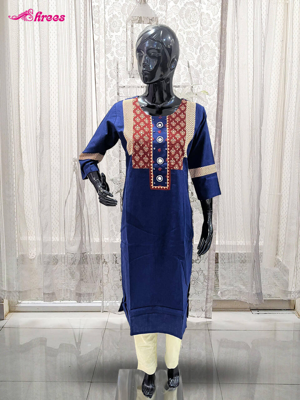 Royal Blue Cotton Kurthi