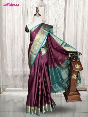 Deep Wine Purple Pure Kanchipuram Silk Saree