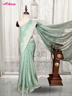 Pista Green Georgette Tussar Saree