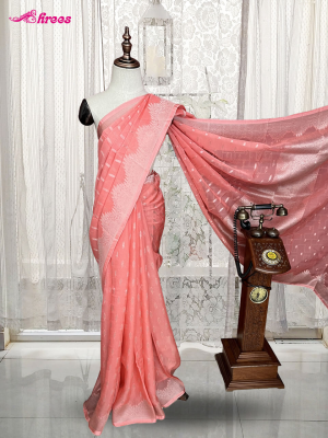Peach Georgette Tussar Saree