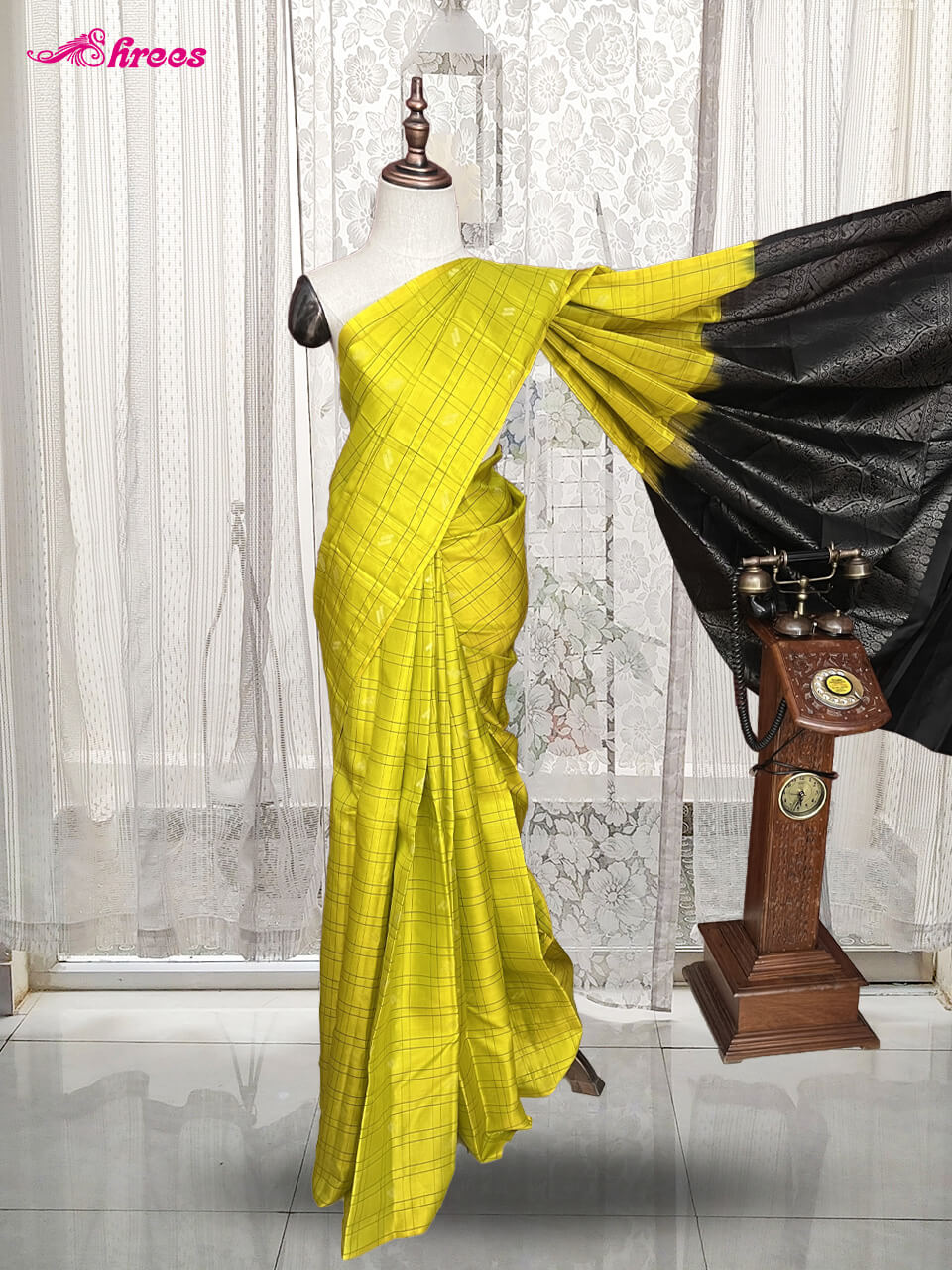 Neon Yellow Pure Kanchipuram Silk Saree