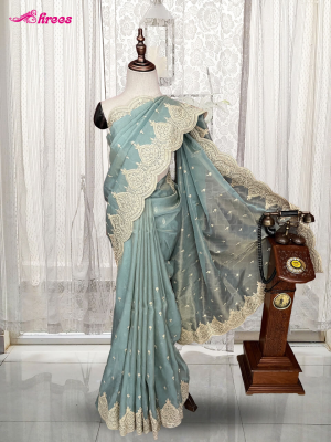 Pastel Blue Tissue Silk Saree