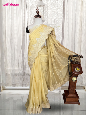 Pastel Yellow Tissue Silk Saree