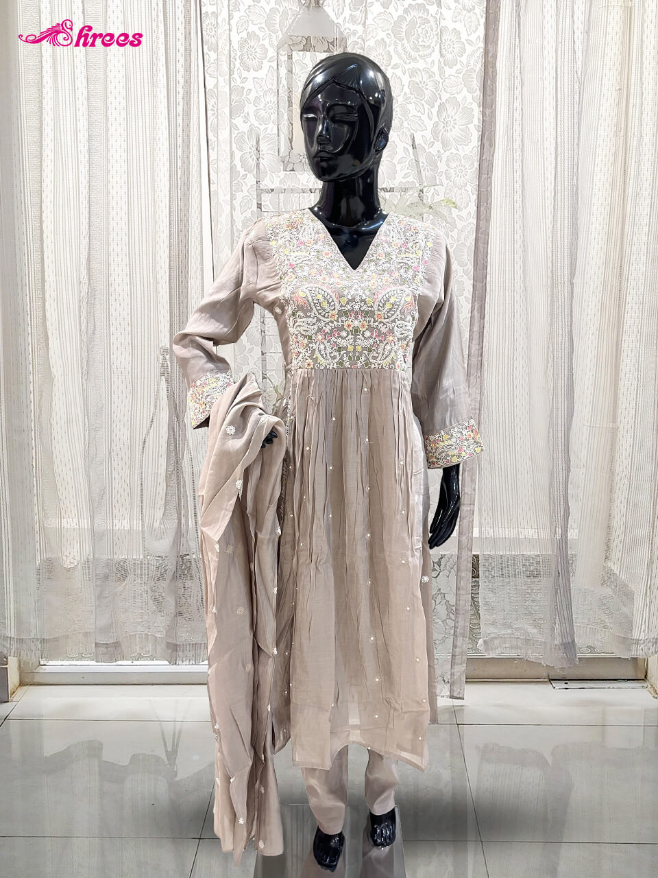 Beige Handloom Cotton Readymade Salwar-XL