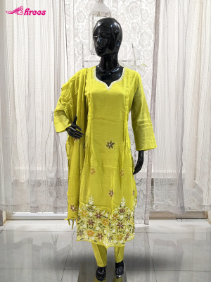 Lime Green Silk Readymade Salwar-XXL