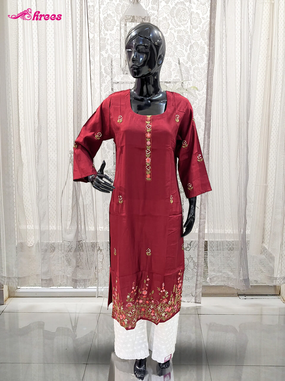 Maroon Silk Kurthi