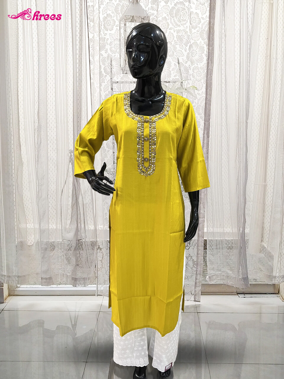 Yellow Silk Kurthi