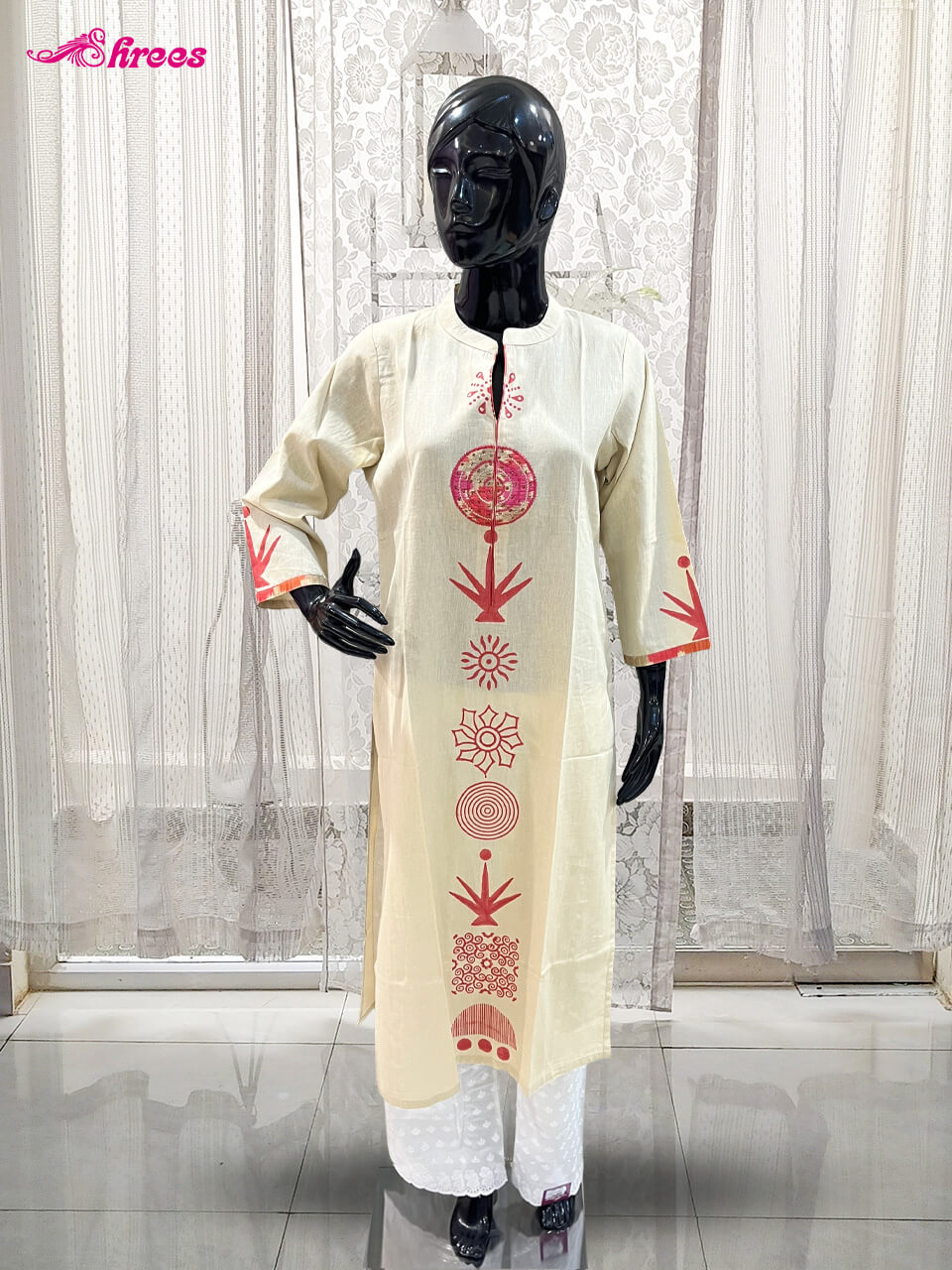 Cream Cotton Kurthi