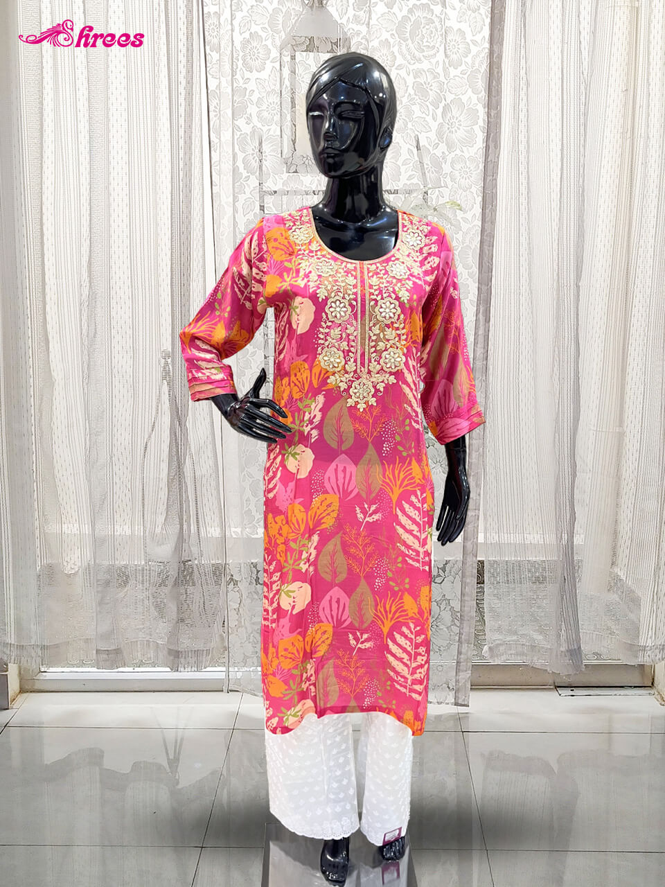 Pink Silk Kurthi-XXL