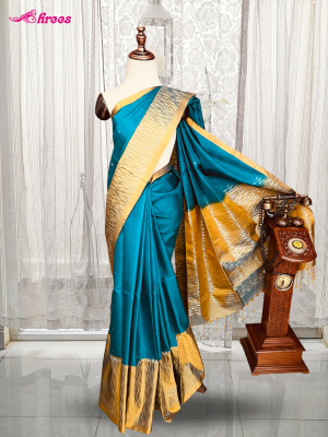 Blue Pure Kanchipuram Silk Saree