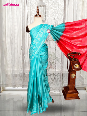 Turquoise Blue Pure Kanchipuram Silk Saree