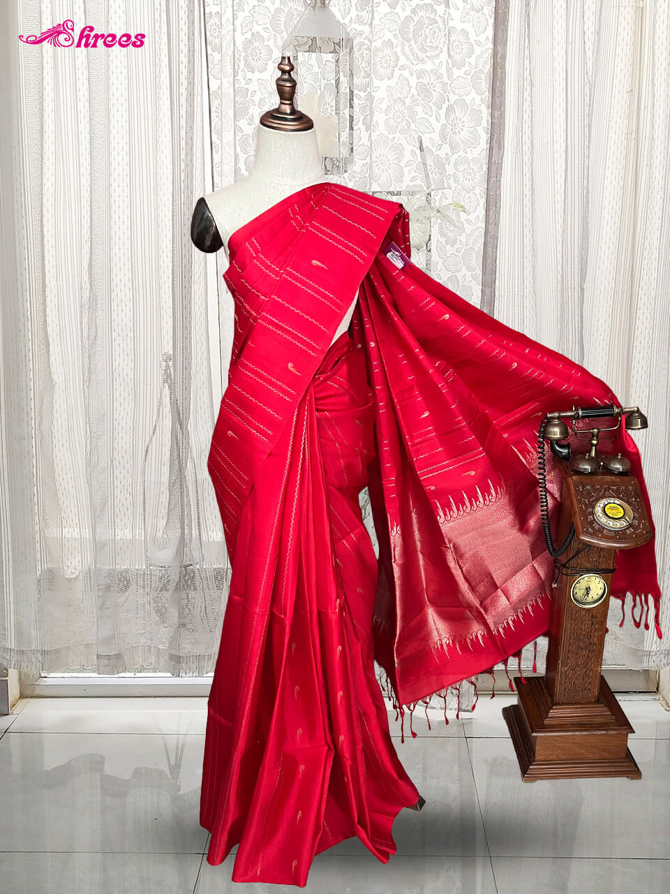 Red Pure Kanchipuram Silk Saree