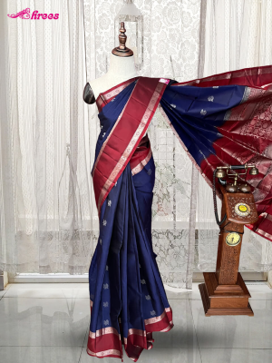 Navy Blue Pure Kanchipuram Silk Saree