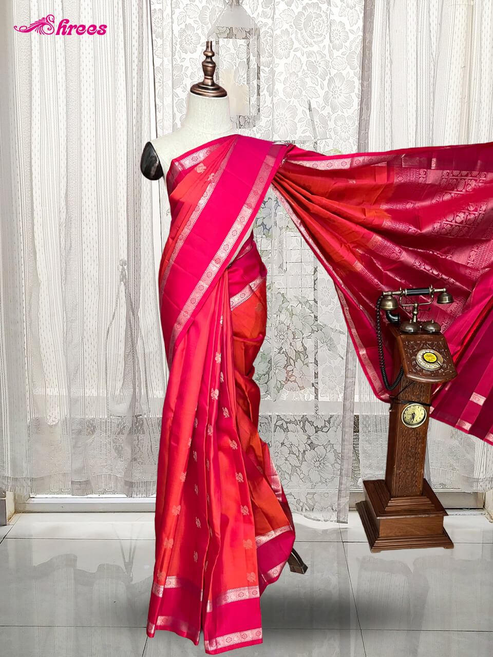 Orange Pure kanchipuram Silk Saree