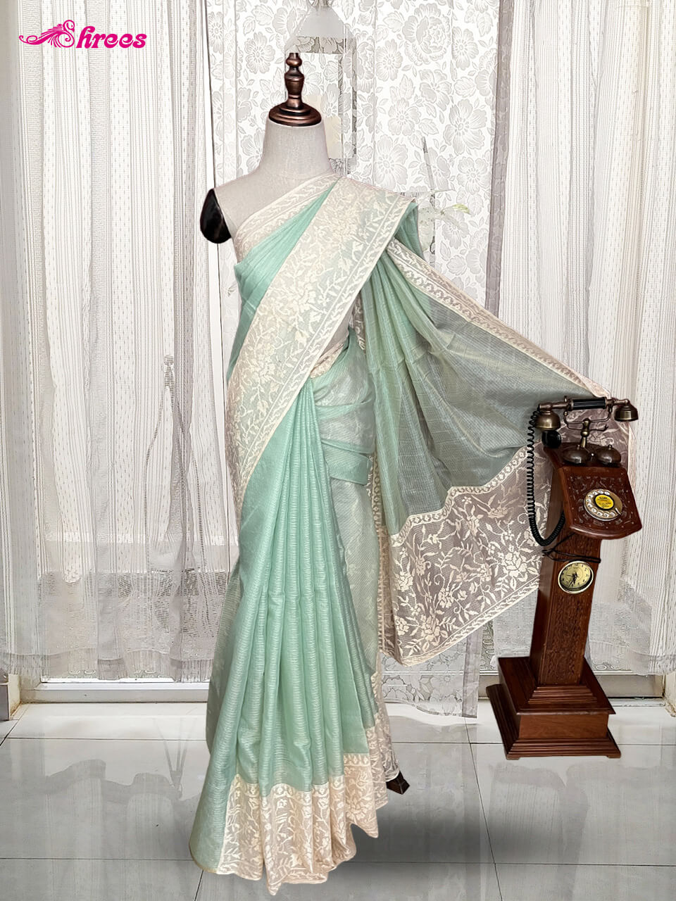 Pastel Green Kota Cotton Saree