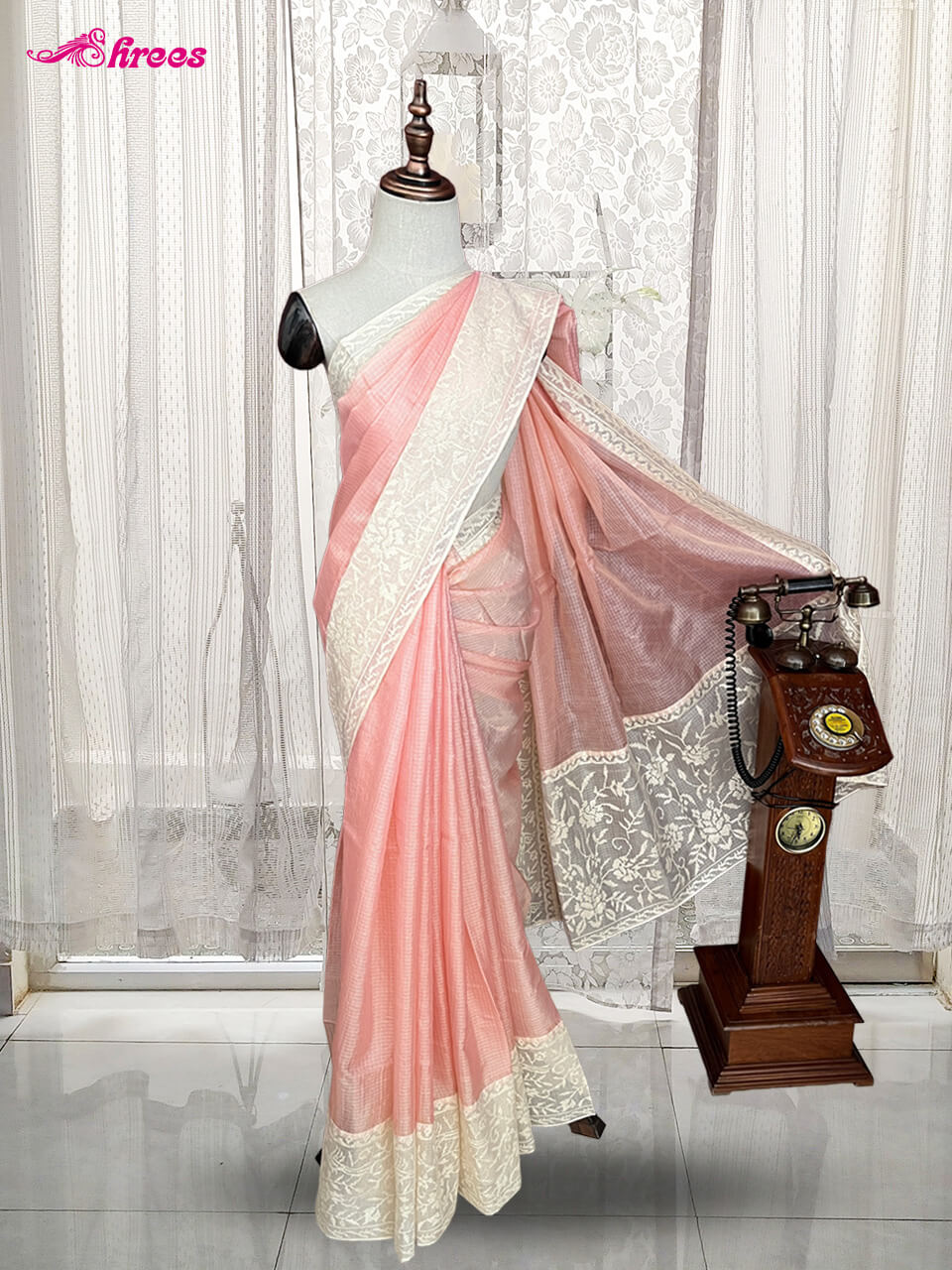 Pastel Peach Kota Cotton Saree