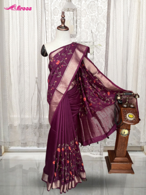 Purple Crepe Silk Saree