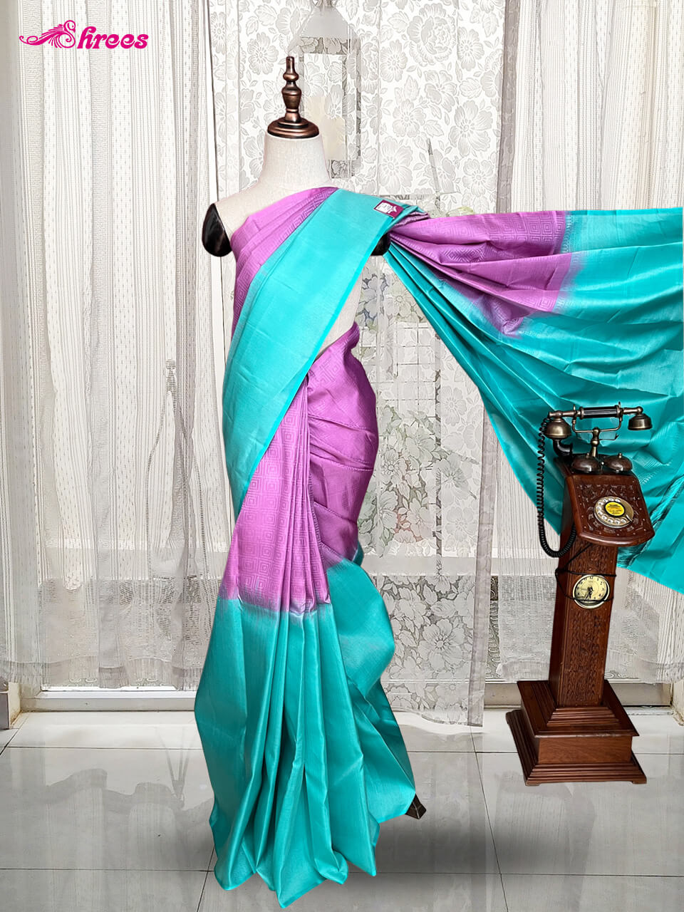 Lilac Pure Kanchipuram Silk Saree