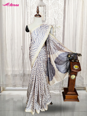 Ash Colour Semi Tussar Silk Saree