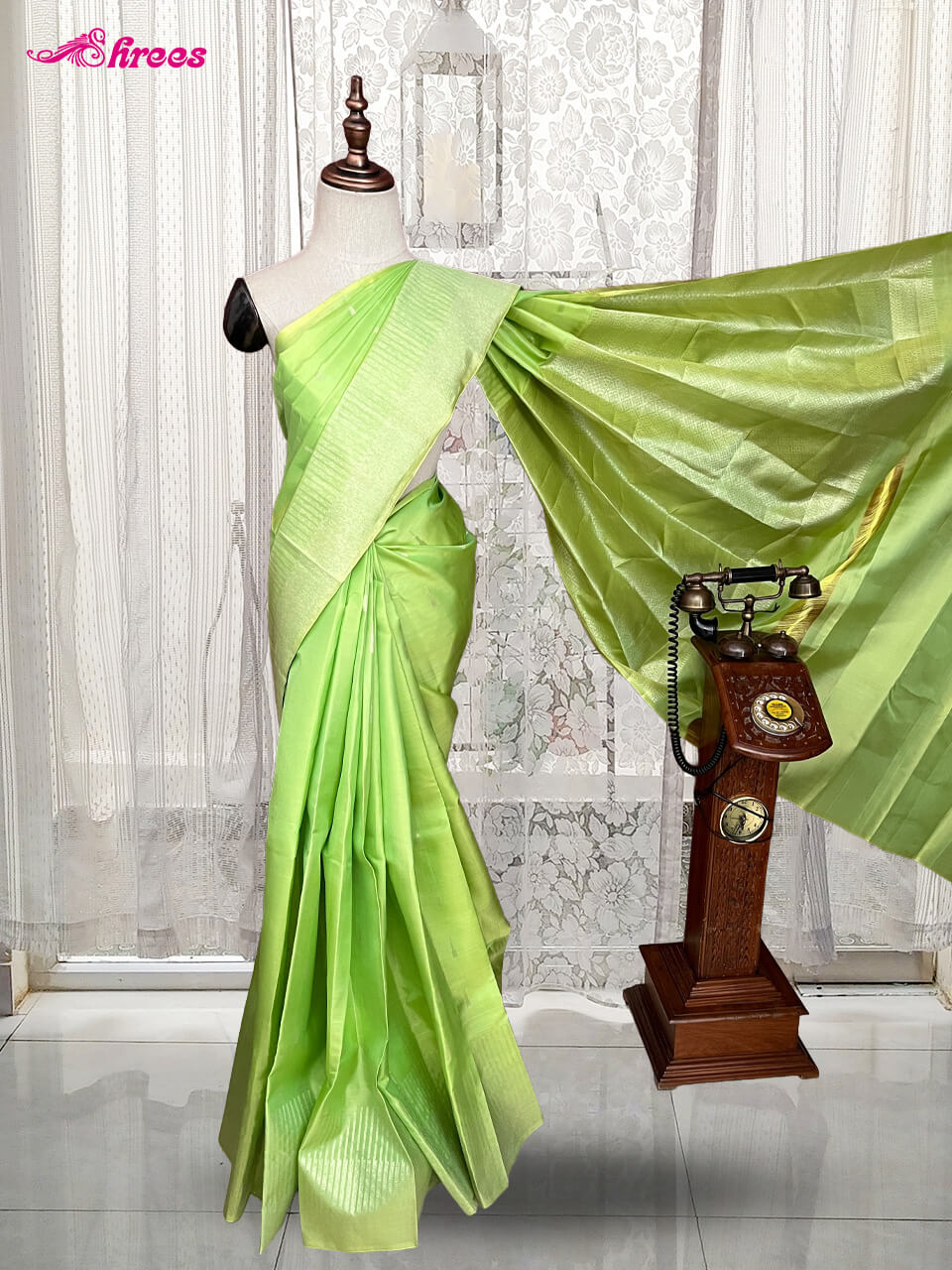 Lime Green Pure Kanchipuram Silk Saree