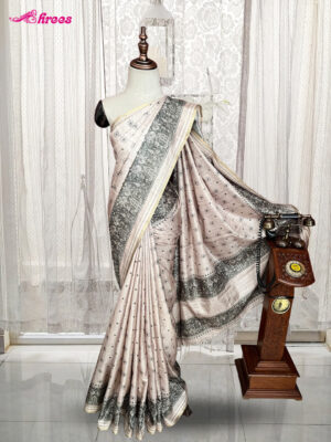 Beige Semi Tussar Silk Saree