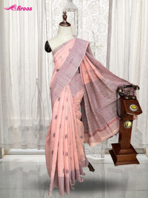 Peach Cotton Saree