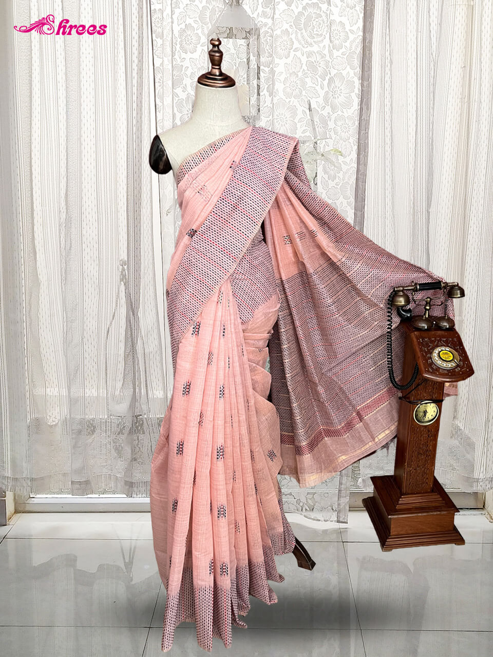 Peach Cotton Saree