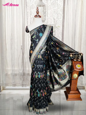 Black Georgette Tussar Saree