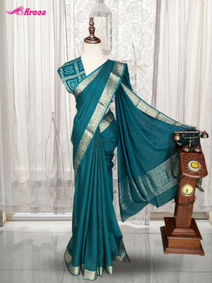 Teal Blue Binny Crepe Silk Saree