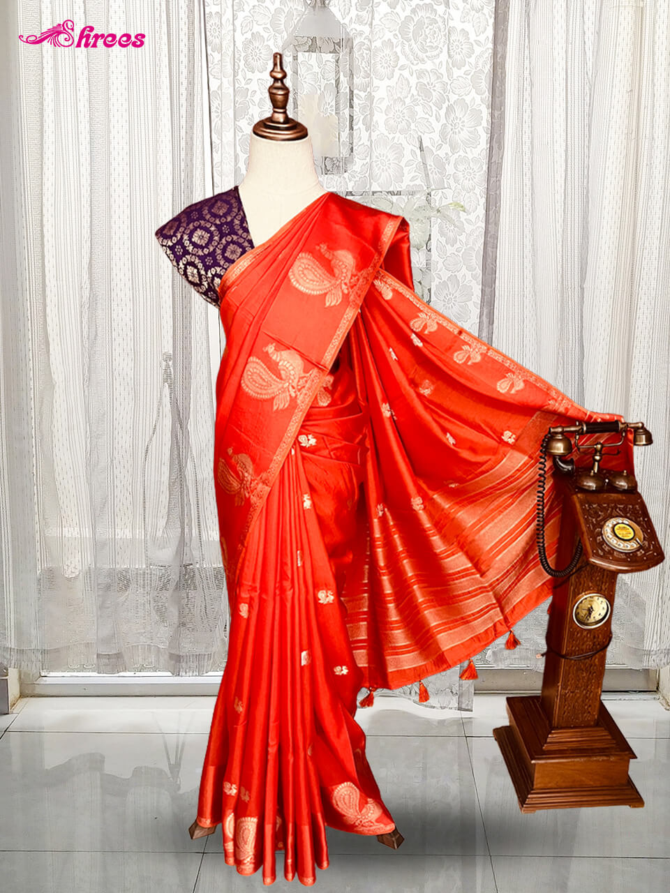 Fanta Orange Binny Crepe Silk Saree