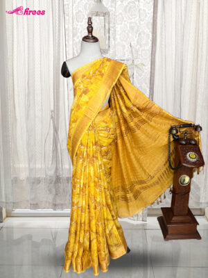 Golden Ochre Chanderi Cotton Saree