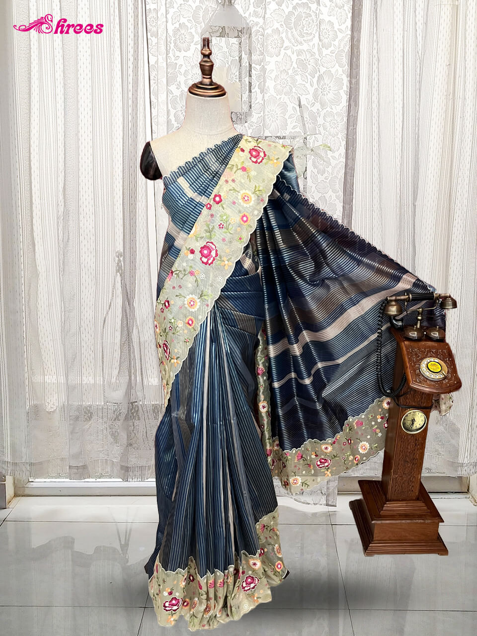 Grey Tissue Silk Saree