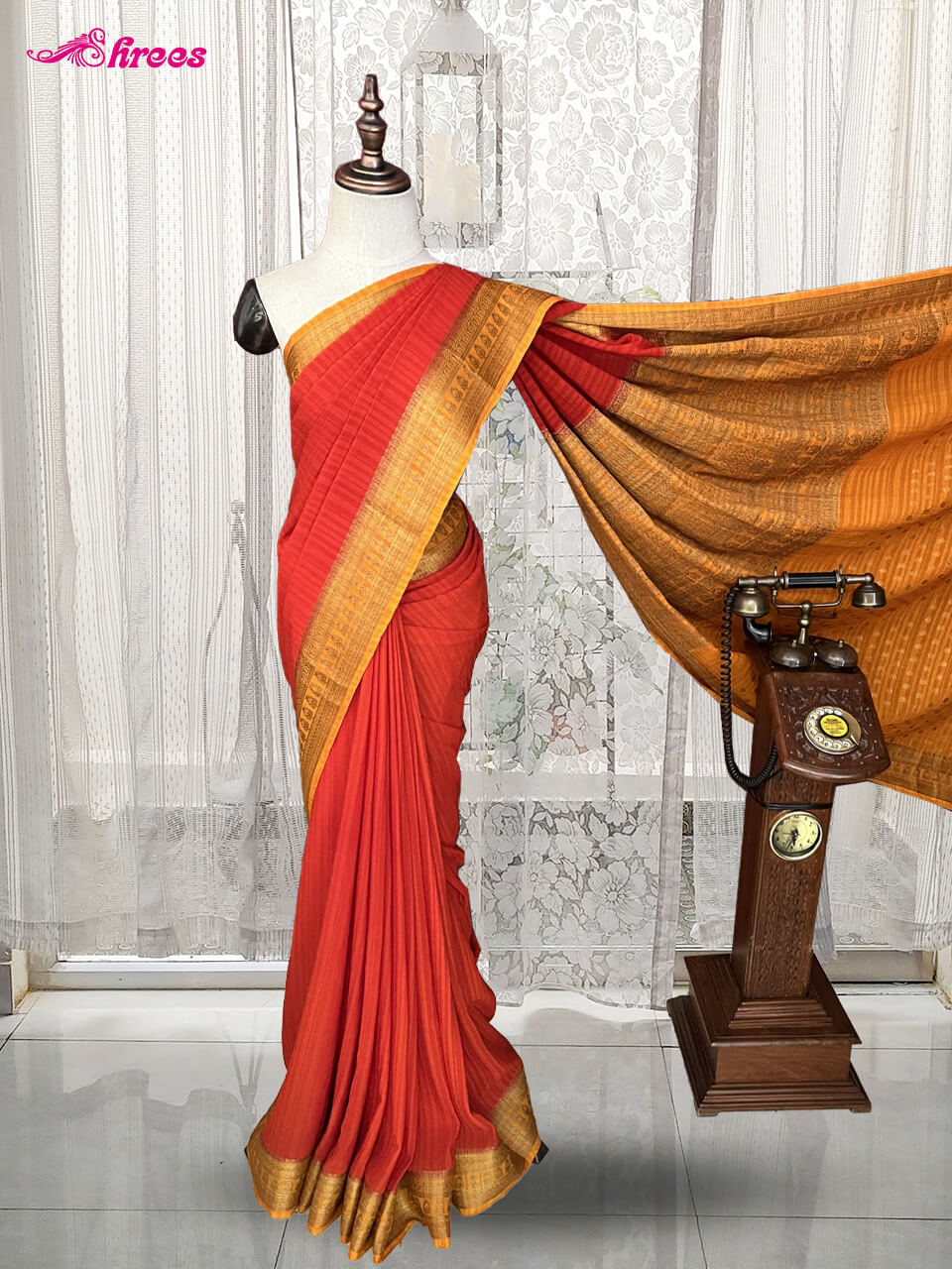 Red Matkha Silk Banaras Saree