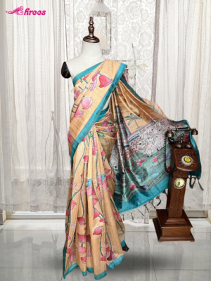 Beige Semi Tussar Silk Saree