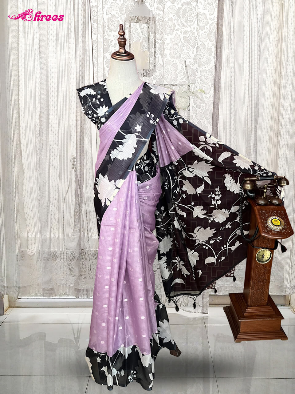 Lavender Kota Silk Saree