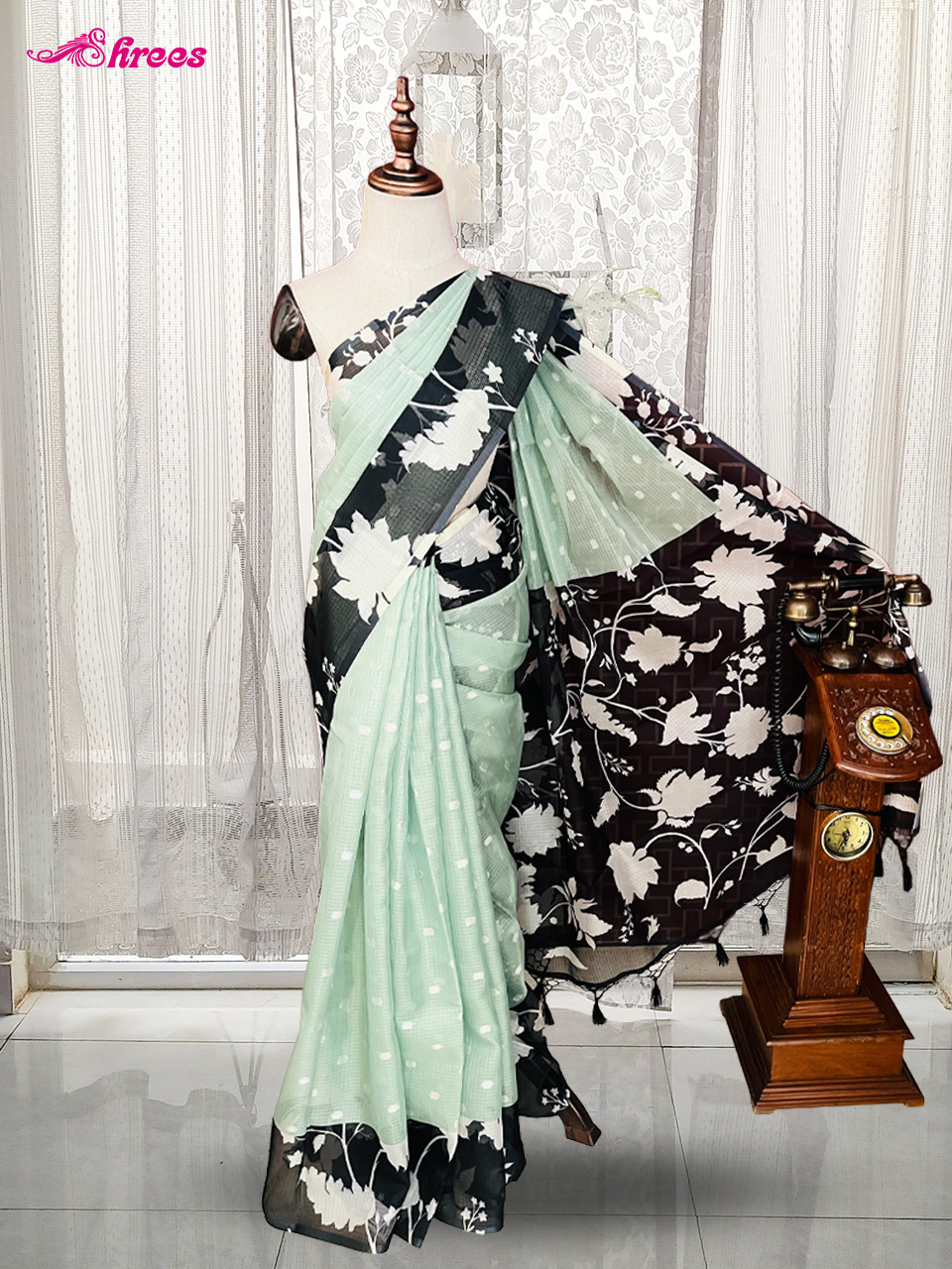 Pista Green Kota Silk Saree