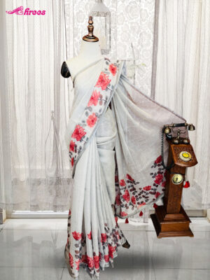 Light Grey Linen Cotton Saree