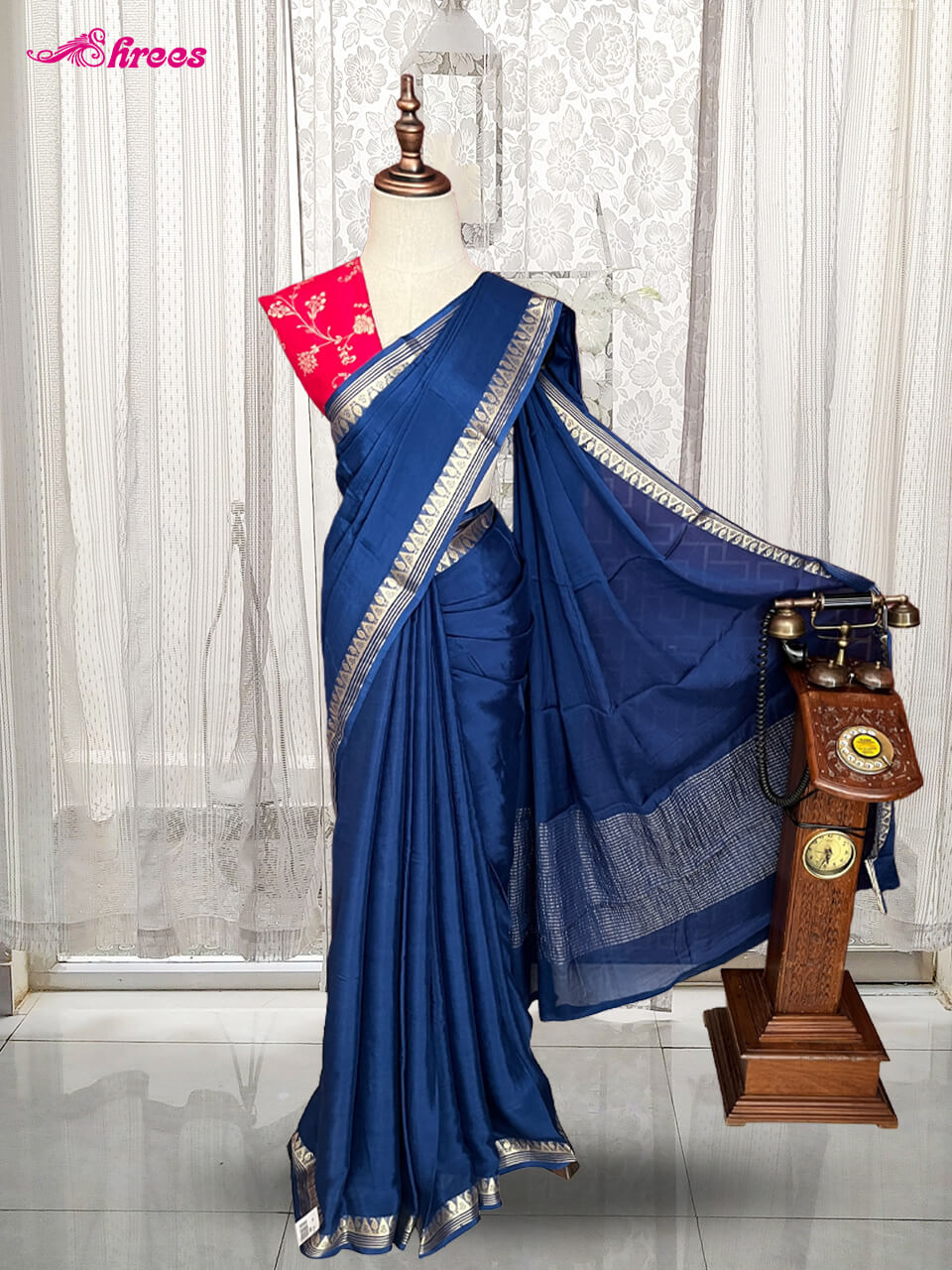 Berry Blue Binny Crepe Silk Saree