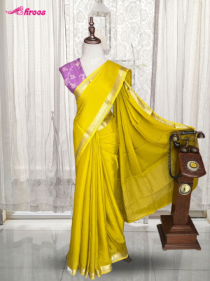 Bright Yellow Binny Crepe Silk Saree