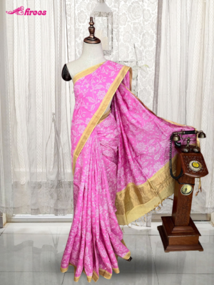 Pink Bamboo Tussar Silk Saree