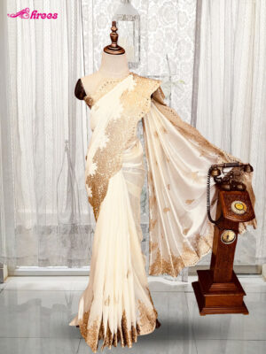 Off White Tussar Silk Saree