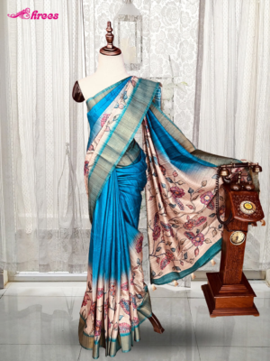 Blue Tussar Silk Saree