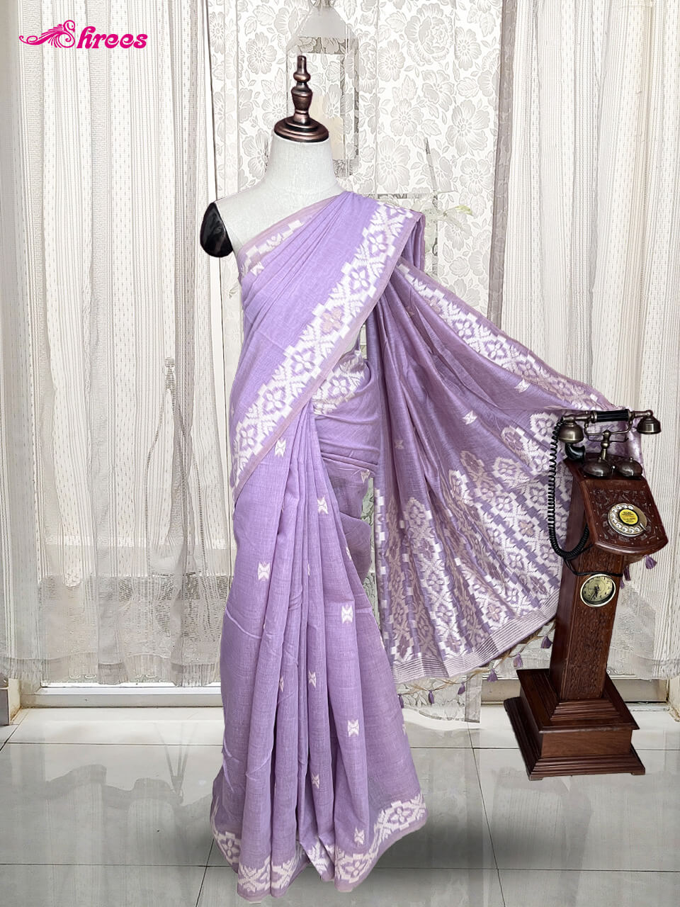 Lavender Jhamdhani Cotton Saree