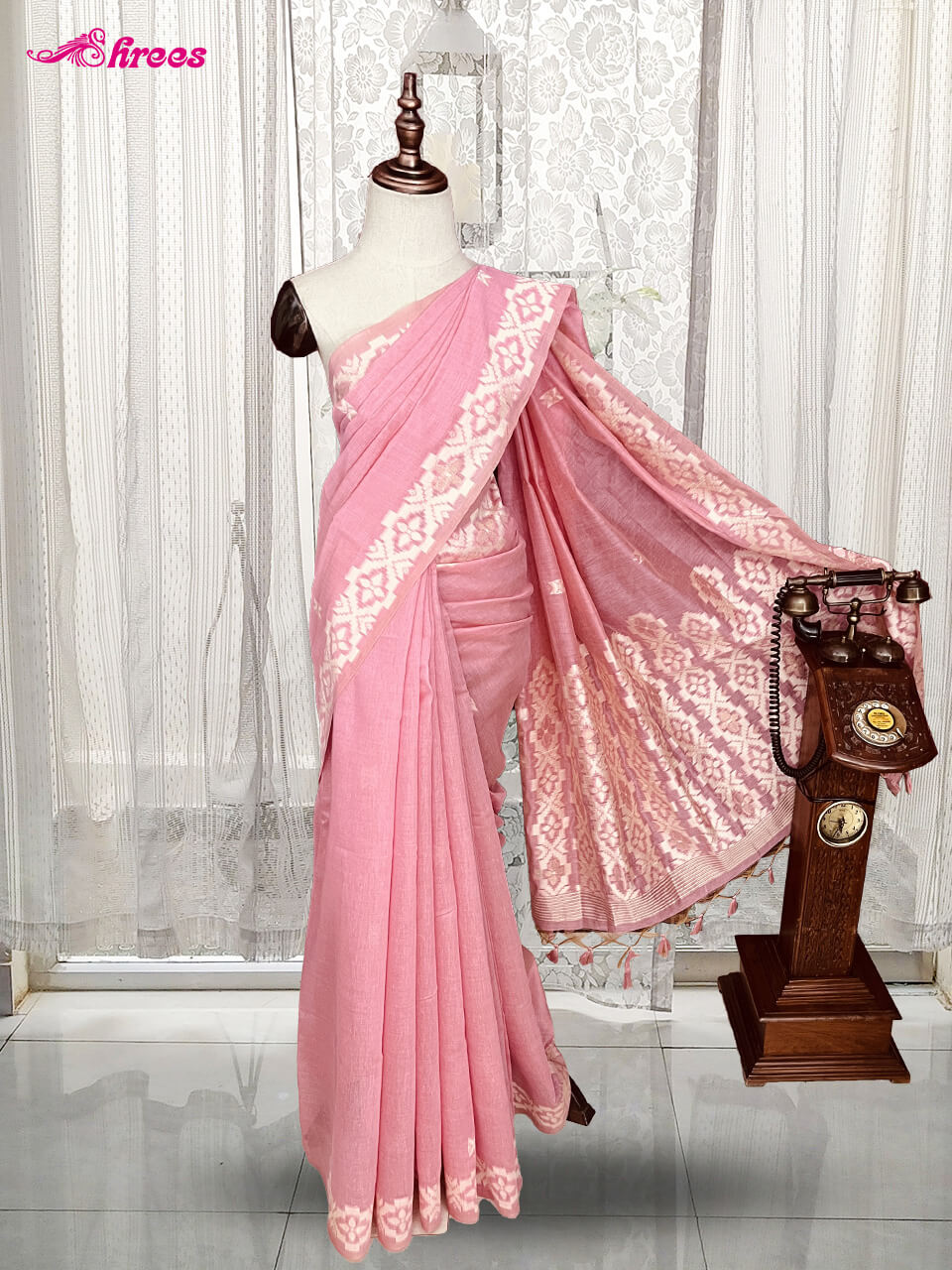 Blush Pink Jhamdhani Cotton Saree